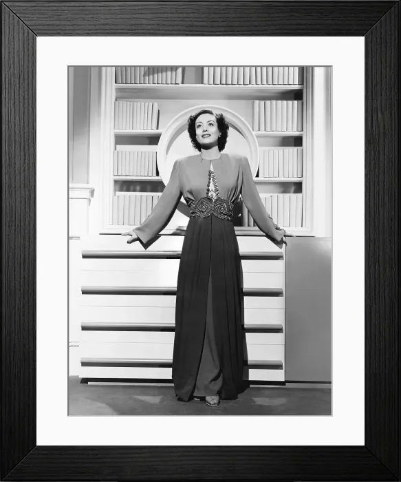 Framed Print : SUSAN AND GOD, Joan Crawford, in a multicolor crepe dress by Adrian, 1940