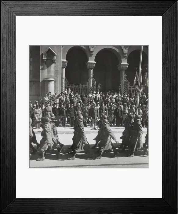 Framed Print : Free French Troops reviewed by Gen. Henri Giraud during the Allied victory parade, World War 2. Tunis, May 20, 1943. (BSLOC_2013-12_79)
