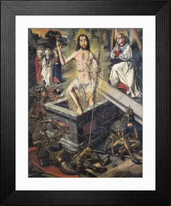 Framed Print : BERMEJO, Bartolome (1420-1498). Resurrection. 1480. This work together with the one of the 'Descent of Christ to Limbo' formed part from an altarpiece of unknown origin