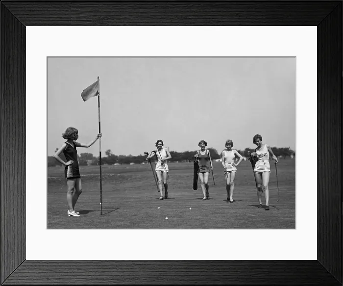 Framed Print : Young women in bathing suits golfing in Washington, D.C. vicinity. July 9, 1926. (BSLOC_2015_17_123)