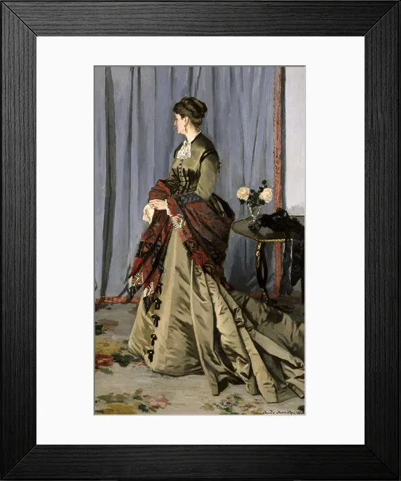 Framed Print : MONET, Claude (1840-1926). Madame Louis Joachim Gaudibert. 1868. Born Marguerite Marcel (1846-1877), wife of a businessman of Havre. Impressionism. Oil on canvas. FRANCE. Paris