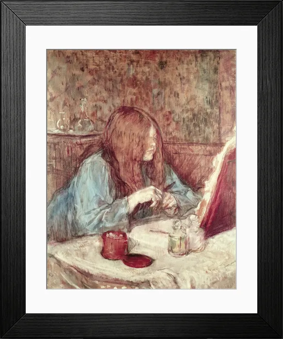 Framed Print : TOULOUSE-LAUTREC, Henri de (1864-1901). Madame Poupoule at her Toilet. 1898. Post-Impressionism. Oil on wood. - Iberfoto / Everett Collection (363044)**US SALES ONLY**