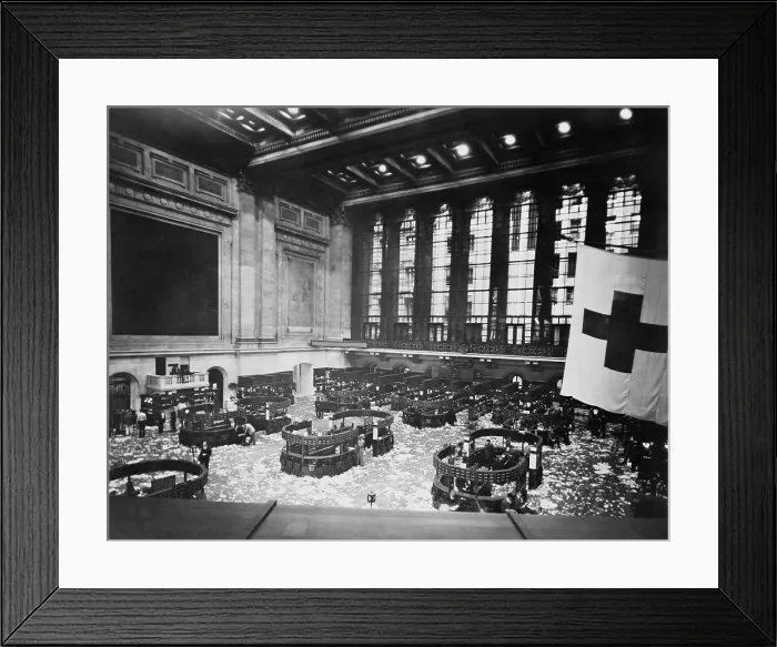 Framed Print : Littered floor of New York Stock Exchange after a day trading session in the early 1920s Framed Print : Littered floor of New York Stock Exchange after a day trading session in the early 1920s