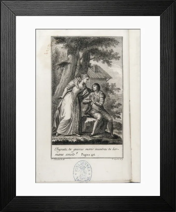 Framed Print : CAMARoN Y MELIA, Jose Juan (1761-1819). Rene. 1813. Illustration of an edition of 'Rene' by Chateaubriand, printed at Valencia in 1813. Engraving. SPAIN. Madrid