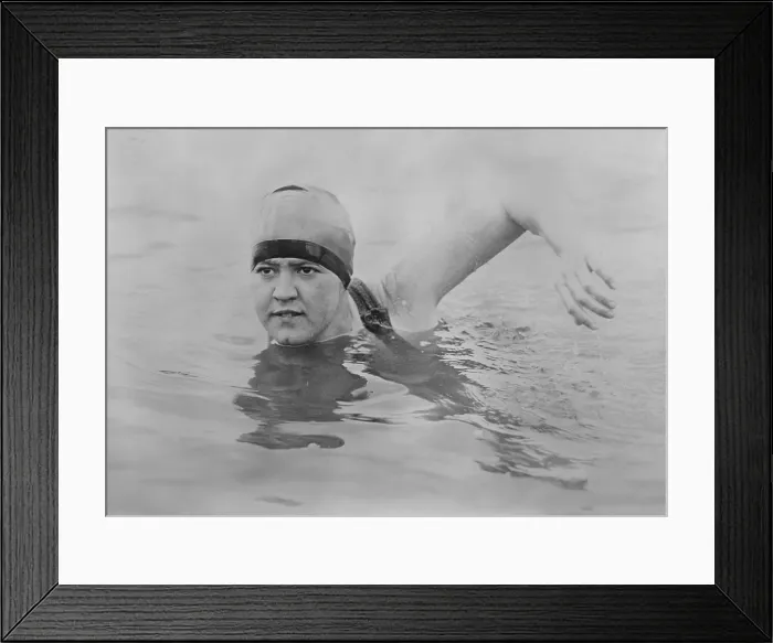 Framed Print : Swimmer Gertrude Ederle was an Olympic champion, and set world records in five events. In 1926, she became the first woman to swim across the English Channel. (BSLOC_2015_17_132)