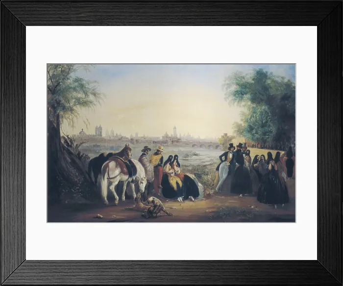 Framed Print : RUGENDAS, Johann Moritz (1802-1858). Ladies and gentlemen on the banks of the Rimac River in Lima. 1843. Romanticism. Oil on canvas