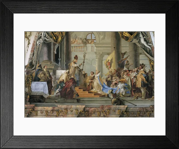 Framed Print : TIEPOLO, Giovanni Battista (1696-1770). Marriage of Emperor Frederick I Barbarossa and Beatrice I of Burgundy in 1156. 1751. GERMANY. WUrzburg. Royal Palace