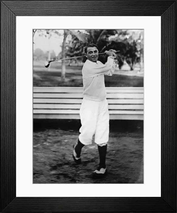 Framed Print : American professional golfer Gene Sarazen playing in Miami, Florida. The 19 year old was recuperating from an appendectomy. Dec. 1921. (BSLOC_2015_17_117) Framed Print : American professional golfer Gene Sarazen playing in Miami, Florida. The 19 year old was recuperating from an appendectomy. Dec. 1921. (BSLOC_2015_17_117)