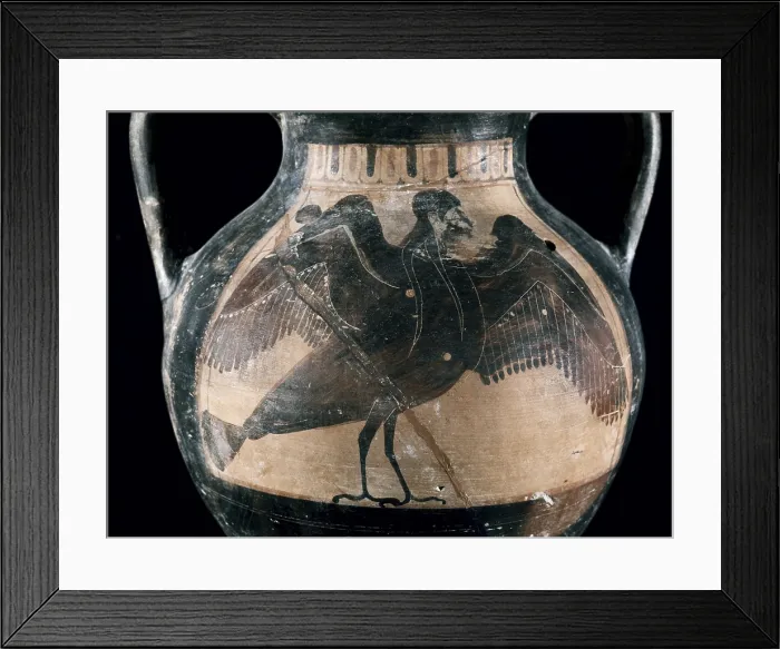Framed Print : Black-figure amphora. 5th c. BC. Depiction of a harpy. Classical Greek art. Ceramics. - BeBa / Iberfoto / Everett Collection (353142)**US SALES ONLY** Framed Print : Black-figure amphora. 5th c. BC. Depiction of a harpy. Classical Greek art. Ceramics. - BeBa / Iberfoto / Everett Collection (353142)**US SALES ONLY**