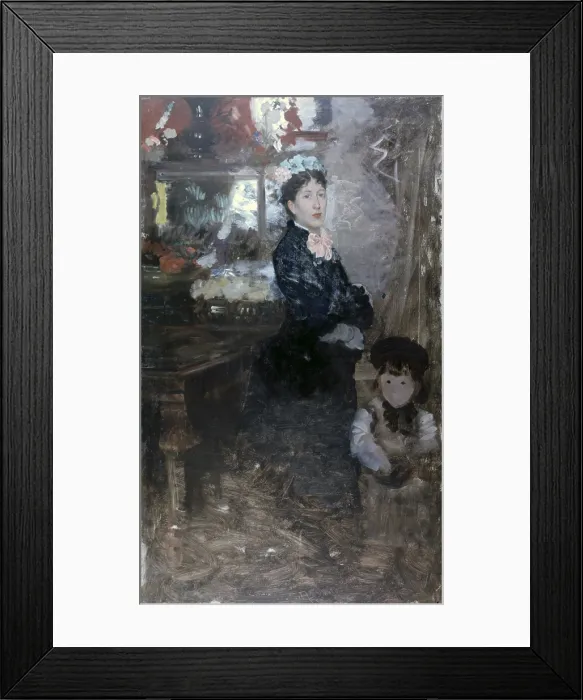 Framed Print : Mrs De Nittis and Son (La signora De Nittis con il figlio), by Giuseppe De Nittis, 1876, 19th Century, oil on canvas, 131 x 77, 5 cm - Italy, Puglia, Barletta