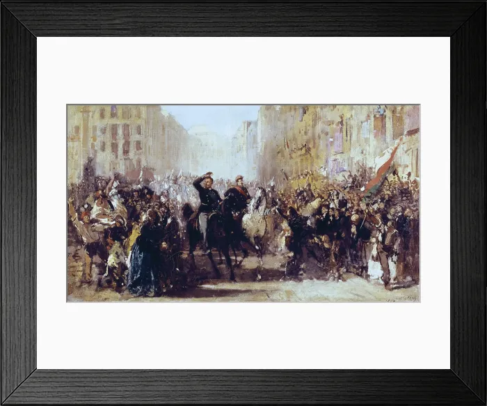 Framed Print : BISI, Michele (1788-1874). Entrance of vittorio Emmanuele II and Napoleon III into Milan on 8th June 1859. Oil on canvas. ITALY. Milan. Risorgimento Museum Framed Print : BISI, Michele (1788-1874). Entrance of vittorio Emmanuele II and Napoleon III into Milan on 8th June 1859. Oil on canvas. ITALY. Milan. Risorgimento Museum