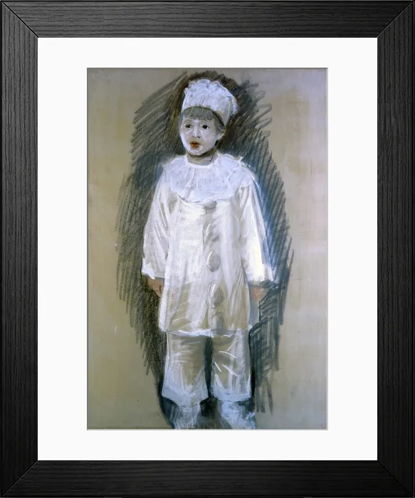 Framed Print : Little Pierrot (Piccolo Pierrot), by Giuseppe De Nittis, 1867, 19th Century, crayon on canvas, 100 x 76 cm - Italy, Puglia, Barletta, Giuseppe De Nittis Collection