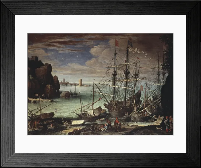 Framed Print : BRILL, Paul (1554-1626). View of a Port. ca. 1607. Flemish art. Oil on canvas. ITALY. Rome. Borghese Gallery and Museum. - Iberfoto / Everett Collection (353887)**US SALES ONLY**