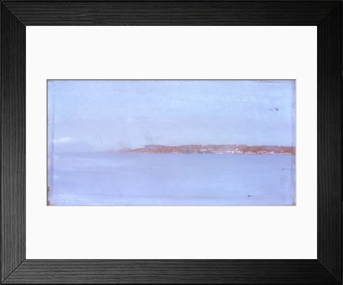 Framed Print : Seascape (Marina), by Giuseppe De Nittis, 19th Century - Italy, Puglia, Barletta, Giuseppe De Nittis Collection. Whole artwork view. View of a coastal stretch on the horizon
