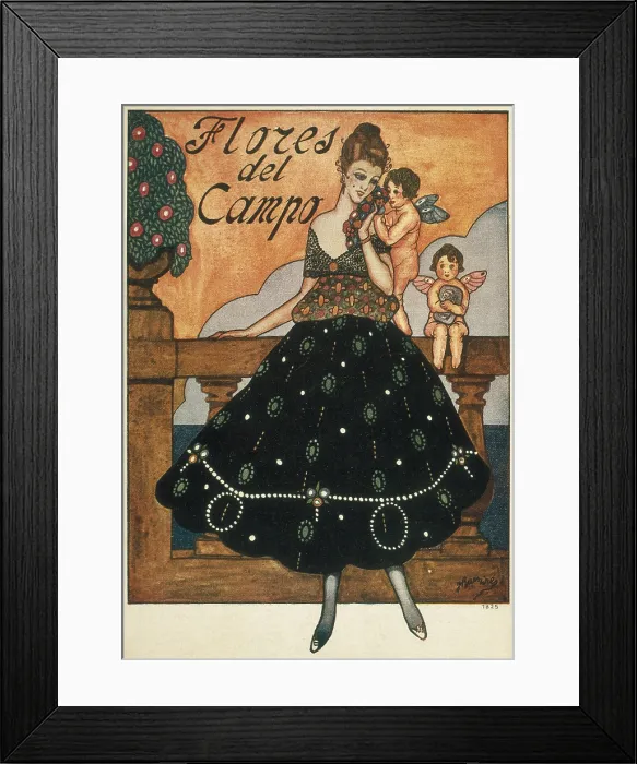 Framed Print : RAMIREZ, J. (second half 19th century-first half 20th century). Field Flowers. 1917. Advertising of cologne. Painting