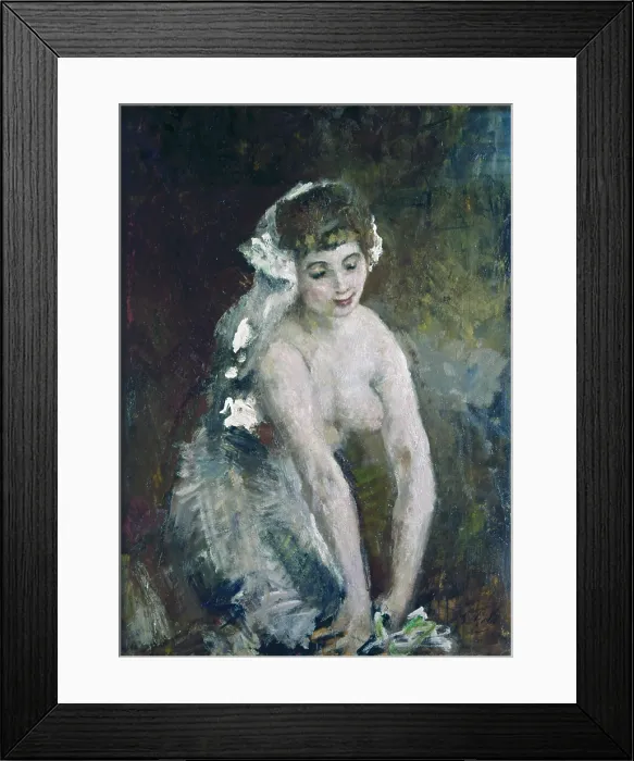 Framed Print : The White Veil (Il velo bianco), by Emilio Gola, 19th - 20th Century, oil on canvas, 99 x 73 cm - Private collection. Whole artwork view