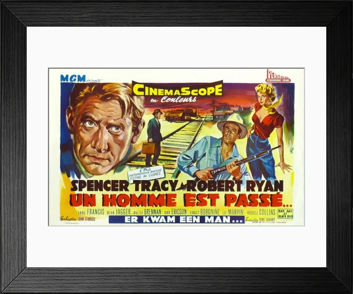 Framed Print : BAD DAY AT BLACK ROCK, (aka UN HOMME EST PASSE), from left: Spener Tracy, Robert Ryan, Anne Francis, 1955 Framed Print : BAD DAY AT BLACK ROCK, (aka UN HOMME EST PASSE), from left: Spener Tracy, Robert Ryan, Anne Francis, 1955