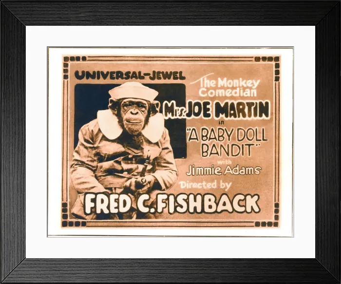Framed Print : A BABY DOLL BANDIT, Joe Martin on title lobbycard, 1920