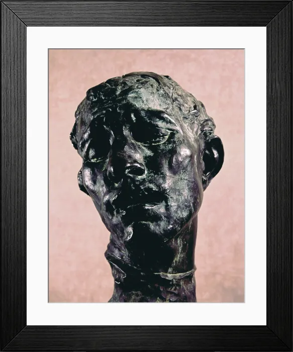 Framed Print : Monumental Head of Pierre de Wiessant, by Auguste Rodin, before 1889, 19th Century, bronze, 83 x 54 x 84 cm - France, Paris, Rodin Museum. Whole artwork view