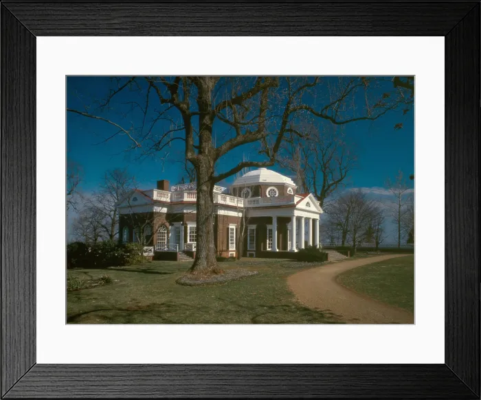 Framed Print : Monticello, the home built by Thomas Jefferson in the 1770s. West faade from the Northwest. 1978 Framed Print : Monticello, the home built by Thomas Jefferson in the 1770s. West faade from the Northwest. 1978