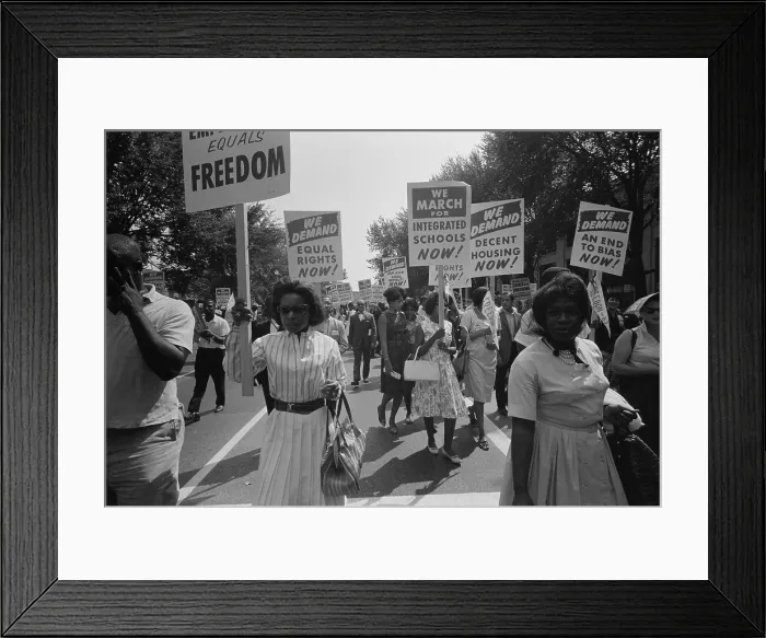 Framed Print : March on Washington. African Americans women carrying signs. August 28, 1963