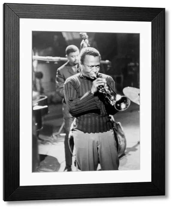 Framed Print : Miles Davis, in a publicity still for The Sound of Miles Davis, an episode of The Robert Herridge Theatre, aired on CBS on July 21, 1960. FOR EDITORIAL USAGE ONLY