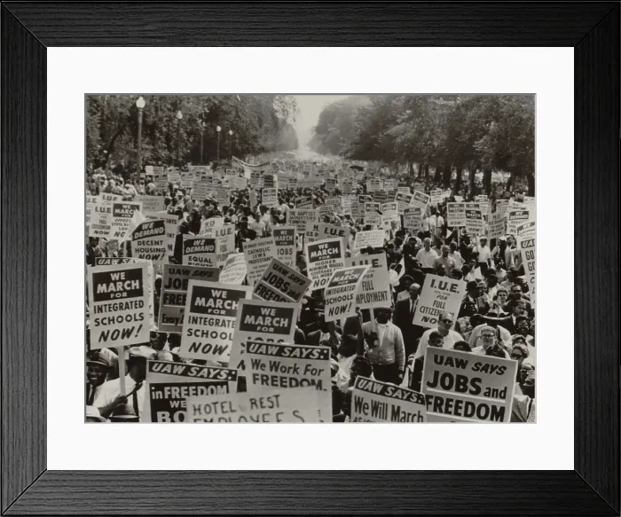 Framed Print : March on Washington. African Americans carrying signs for equal rights, integrated schools, decent housing, and an end to bias. August 28, 1963 Framed Print : March on Washington. African Americans carrying signs for equal rights, integrated schools, decent housing, and an end to bias. August 28, 1963