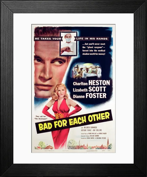 Framed Print : BAD FOR EACH OTHER, Charlton Heston, Lizabeth Scott, 1953 Framed Print : BAD FOR EACH OTHER, Charlton Heston, Lizabeth Scott, 1953