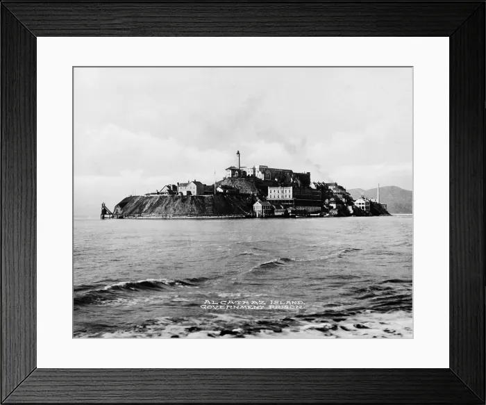Framed Print : The Rock United States Penitentiary on Alcatraz Island in San Francisco Bay California. Ca. 1940s Framed Print : The Rock United States Penitentiary on Alcatraz Island in San Francisco Bay California. Ca. 1940s