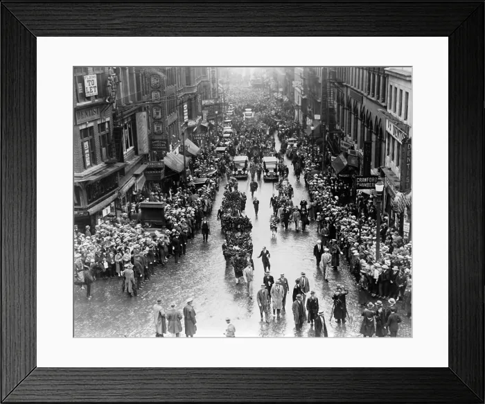 Framed Print : The funeral procession of executed leftists Bartolomeo Vanzetti and Nicola Sacco was attended by thousands in Boston. August 29 1927