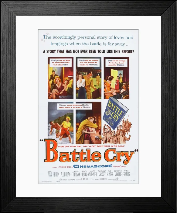 Framed Print : BATTLE CRY, US poster art, 1955