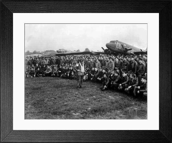 Framed Print : Brig. Gen. Anthony C. McAuliffe, gives glider pilots last minute instructions on Sept. 18, 1944 Framed Print : Brig. Gen. Anthony C. McAuliffe, gives glider pilots last minute instructions on Sept. 18, 1944