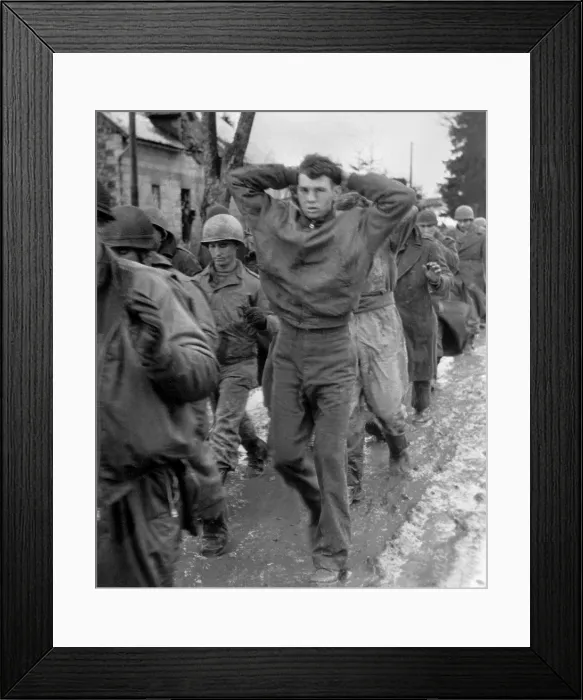 Framed Print : U.S. prisoners captured at the beginning of the German offensive in Belgium, Dec. 16-22, 1944. Battle of the Bulge, World War 2. (BSLOC_2014_2_183) Framed Print : U.S. prisoners captured at the beginning of the German offensive in Belgium, Dec. 16-22, 1944. Battle of the Bulge, World War 2. (BSLOC_2014_2_183)