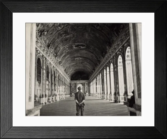Framed Print : A Yank in Versailles by Bert Brandt, Sept. 1944. One of the first Americans to visit Versailles Hall of Mirrors, after its liberation. Sept. 1944. (BSLOC_2014_2_199)