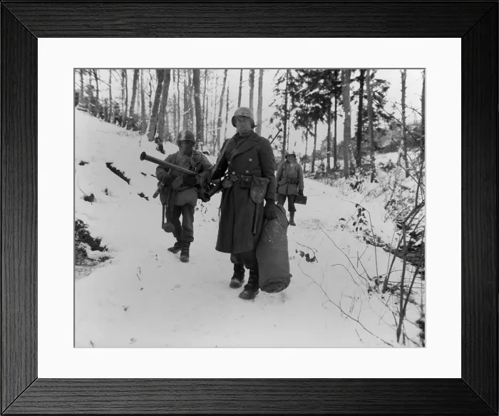 Framed Print : Three soldiers of the U.S. 101st Engineers, held their woodland position all night. They defended it against German counter attack, near Wiltz, Luxembourg. Jan Framed Print : Three soldiers of the U.S. 101st Engineers, held their woodland position all night. They defended it against German counter attack, near Wiltz, Luxembourg. Jan
