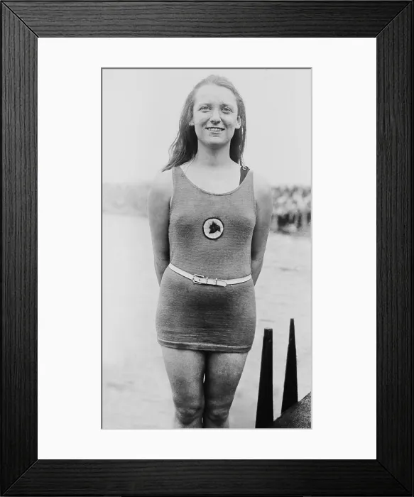 Framed Print : 1920 Olympic Champion Irene Guest won two medals at the Antwerp Olympics. She won gold in the 4100 metres freestyle relay and silver in the 100-meter freestyle