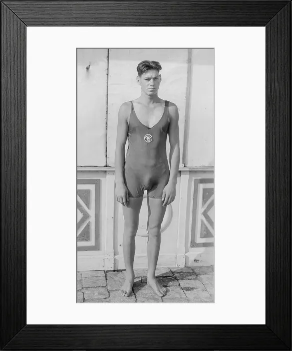 Framed Print : Champion swimmer Johnny Weissmuller ca. 1919-1925. He was selected by the Associated Press as the greatest swimmer of the first half of the 20th Century Framed Print : Champion swimmer Johnny Weissmuller ca. 1919-1925. He was selected by the Associated Press as the greatest swimmer of the first half of the 20th Century