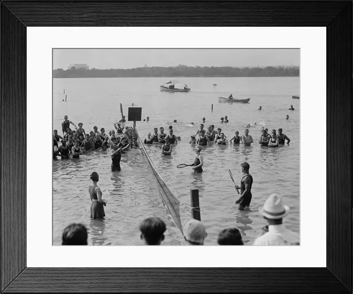 Framed Print : Water tennis match at the Tidal Basin in Washington, D.C. Aug. 12, 1921. (BSLOC_2015_17_143)