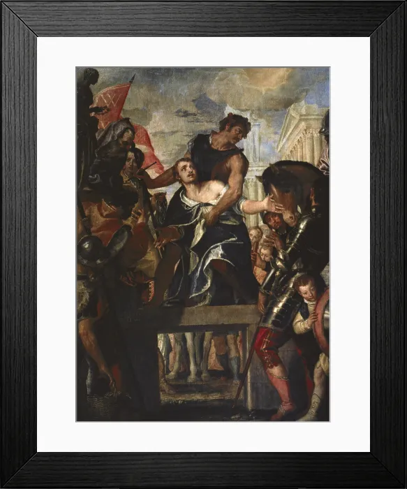 Framed Print : VERONESE, Paolo Caliari, called Paolo (1528-1588). Martyrdom of St. ca. 1580. St. Menas, Egyptian martyr who was beheaded under Dioclecianus in 296. Mannerism art. Oil on canvas