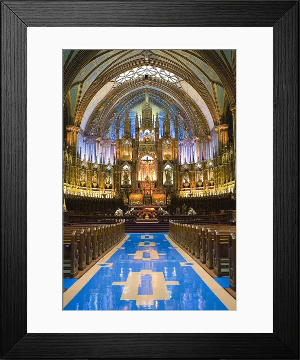 Framed Print : CANADA. Montreal. Inside of Notre-Dame Basilica (Basilique Notre-Dame de Montreal), built between 1824 and 1829. Neo-Gothic. Architecture