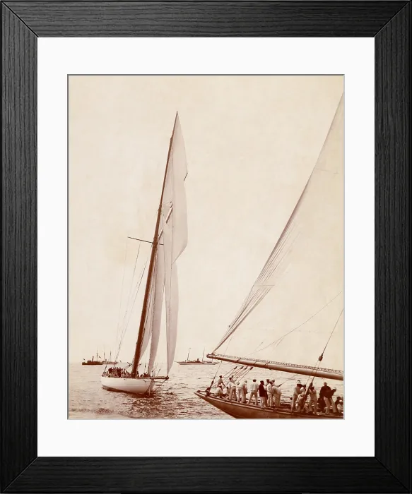 Framed Print : America's Cup yacht race in 1901. J. Pierpont Morgan syndicate's COLUMBIA was challenged by Thomas Lipton's SHAMROCK II (right). (BSLOC_2015_17_147) Framed Print : America's Cup yacht race in 1901. J. Pierpont Morgan syndicate's COLUMBIA was challenged by Thomas Lipton's SHAMROCK II (right). (BSLOC_2015_17_147)