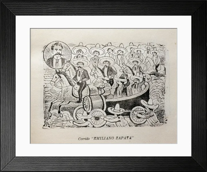 Framed Print : Corrido Emiliano Zapata', Mexican Revolution. Engraving. - J. Bedmar / Iberfoto / Everett Collection (570110)**US SALES ONLY** Framed Print : Corrido Emiliano Zapata', Mexican Revolution. Engraving. - J. Bedmar / Iberfoto / Everett Collection (570110)**US SALES ONLY**