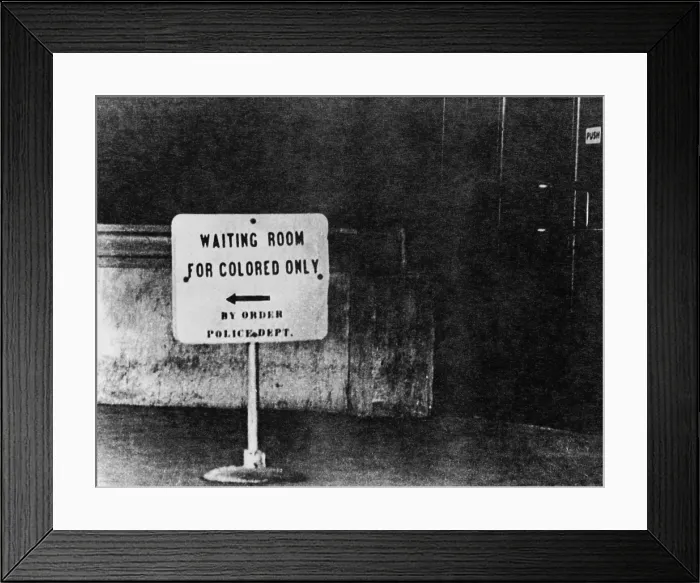 Framed Print : Sign reading waiting room for colored only, by order Police Dept. Ca. 1940s or 1950s
