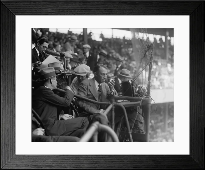 Framed Print : Graham McNamee of broadcasting 1924 World Series from Griffith Stadium. The Washington Senators defeated the New York Giants in seven games. (BSLOC_2015_17_149) Framed Print : Graham McNamee of broadcasting 1924 World Series from Griffith Stadium. The Washington Senators defeated the New York Giants in seven games. (BSLOC_2015_17_149)