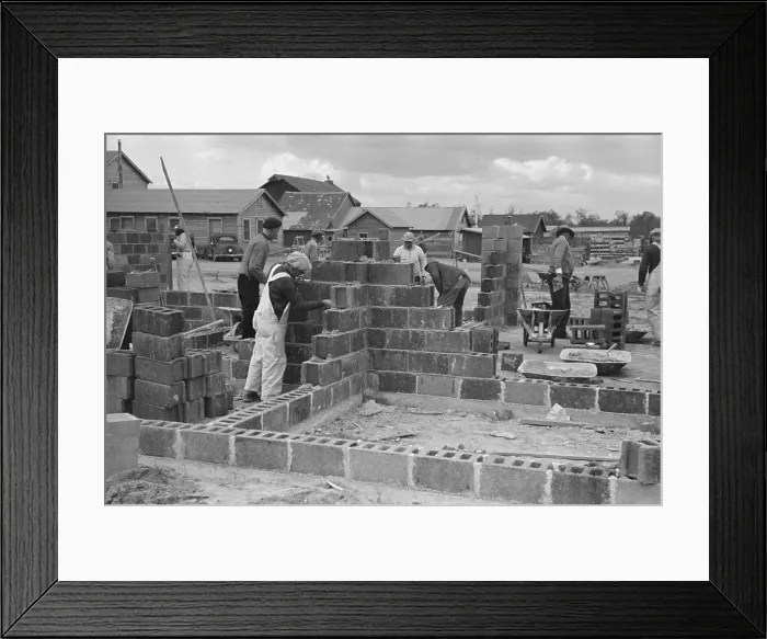 Framed Print : Cinder block construction, Jersey Homesteads, Hightstown, New Jersey Framed Print : Cinder block construction, Jersey Homesteads, Hightstown, New Jersey