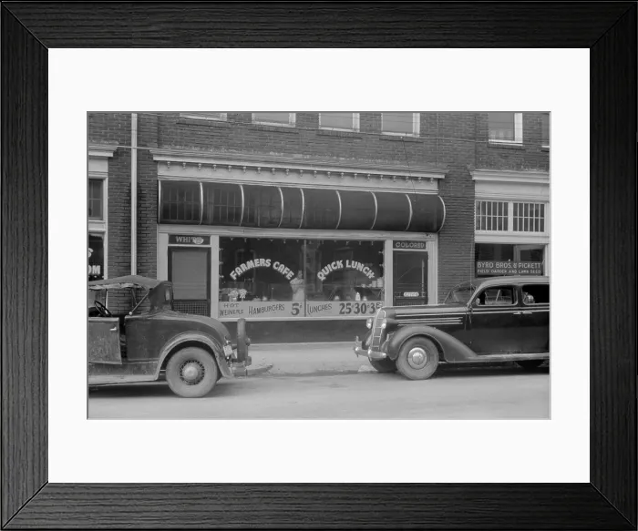 Framed Print : Separate entrances for Whites and Colored to a cafe near Durham, North Carolina. May 1940