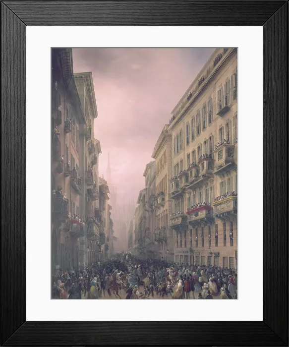 Framed Print : Carnival in Milan (Carnevale a Milano), by Carlo Bossoli, 1847, 19th century, tempera on paper, 106 x 79 cm - Italy, Lombardy, Milan, Civic Historic Collections, Milano Museum Framed Print : Carnival in Milan (Carnevale a Milano), by Carlo Bossoli, 1847, 19th century, tempera on paper, 106 x 79 cm - Italy, Lombardy, Milan, Civic Historic Collections, Milano Museum