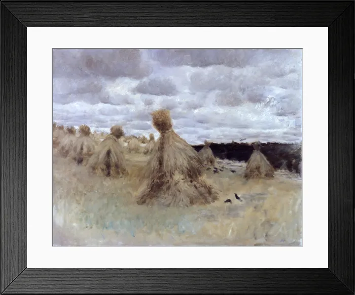 Framed Print : Hay Field (Campo di biche), by Giuseppe De Nittis, 1875, 19th Century, oil on canvas, 66 x 84 cm - Italy, Puglia, Barletta, Giuseppe De Nittis Collection. Whole artwork view
