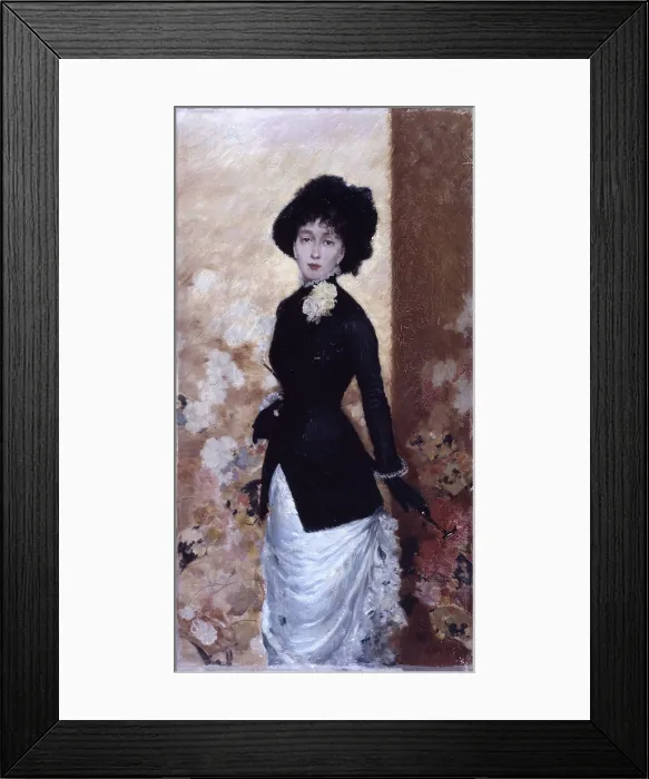 Framed Print : Female Figure (Figura di donna), by Giuseppe De Nittis, 1880, 19th century, oil on canvas, 79 x 38 cm - Italy, Puglia, Barletta, Giuseppe De Nittis Collection. Whole artwork view Framed Print : Female Figure (Figura di donna), by Giuseppe De Nittis, 1880, 19th century, oil on canvas, 79 x 38 cm - Italy, Puglia, Barletta, Giuseppe De Nittis Collection. Whole artwork view