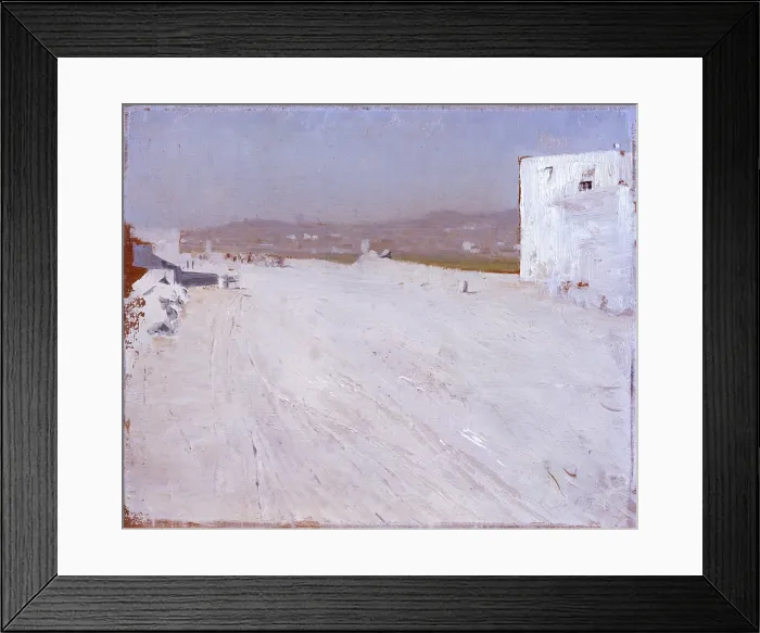 Framed Print : Sunny Landscape ( Paesaggio sotto il sole), by Giuseppe De Nittis, 1872, 19th Century, oil on canvas, 18 x 21 cm - Italy, Puglia, Barletta, Giuseppe De Nittis Collection
